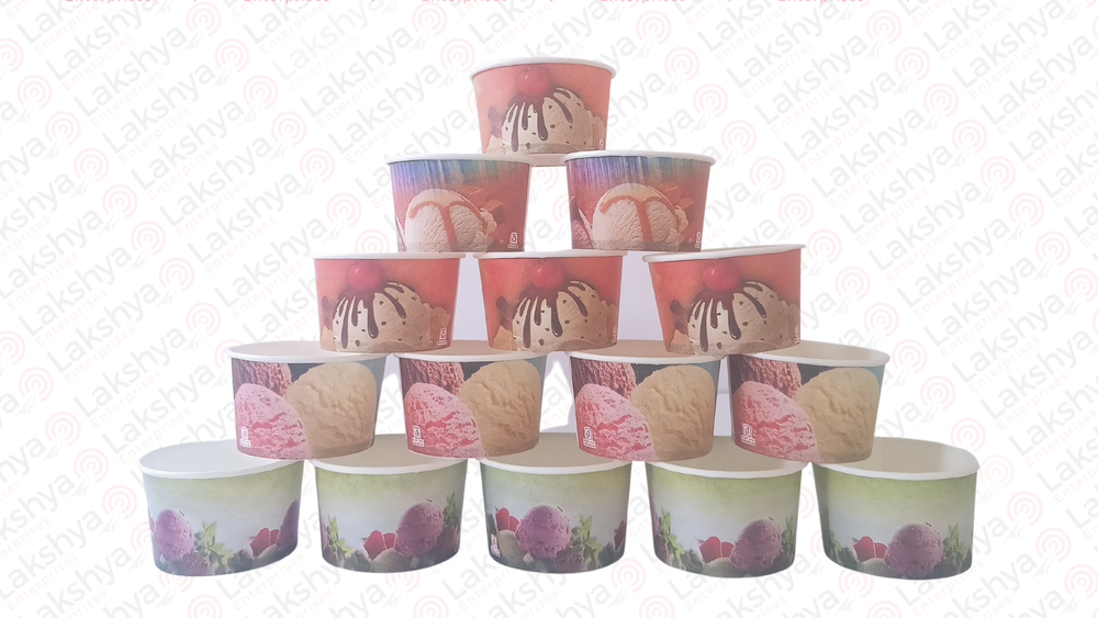 Multicolor Round Lakshya 100ml Ice Cream Paper Cup, For Parties And Events
