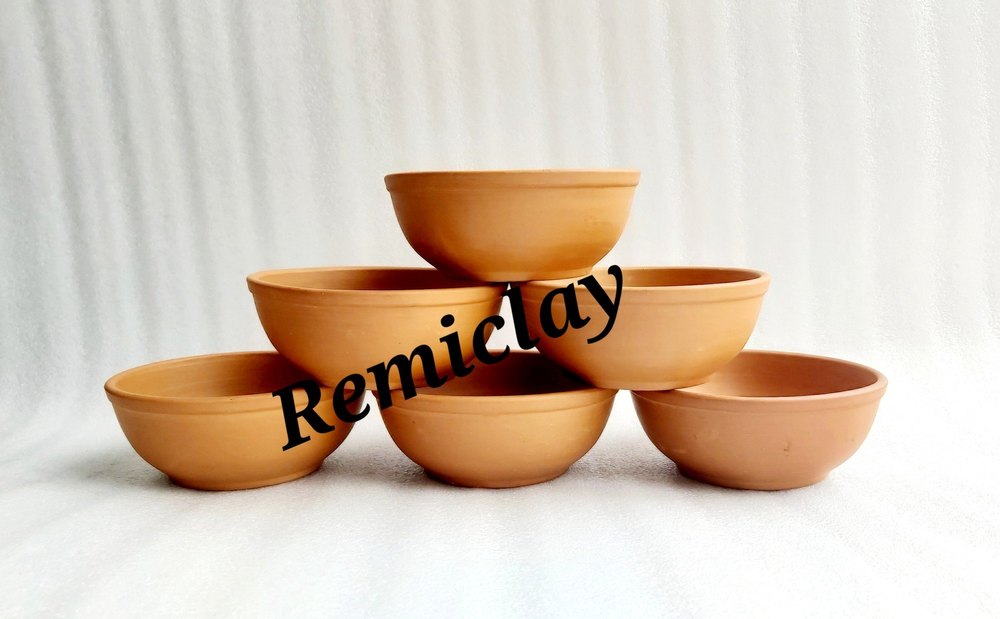 Remiclay Brown Natural Terracotta Bowl Set, Set Contains: 6 Pieces, Size: 300 ML
