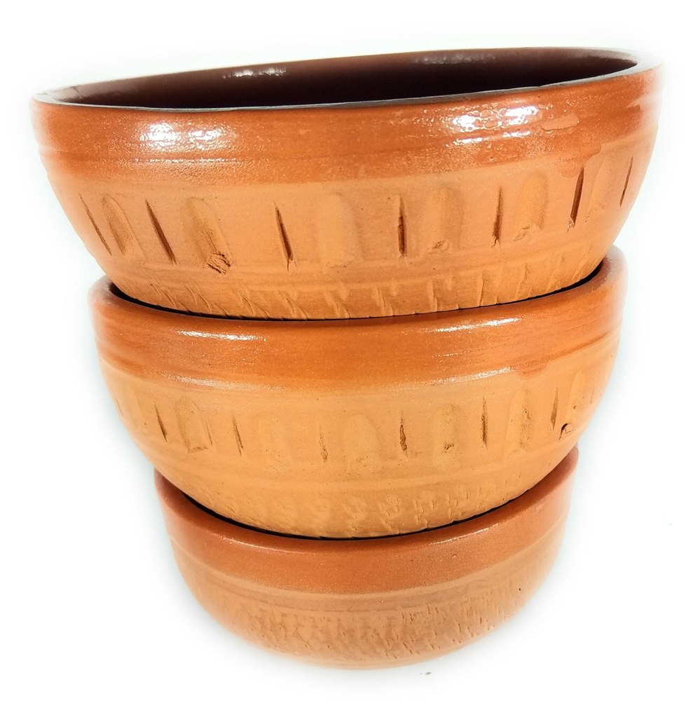 Brown Round Terracotta Clay Bowl