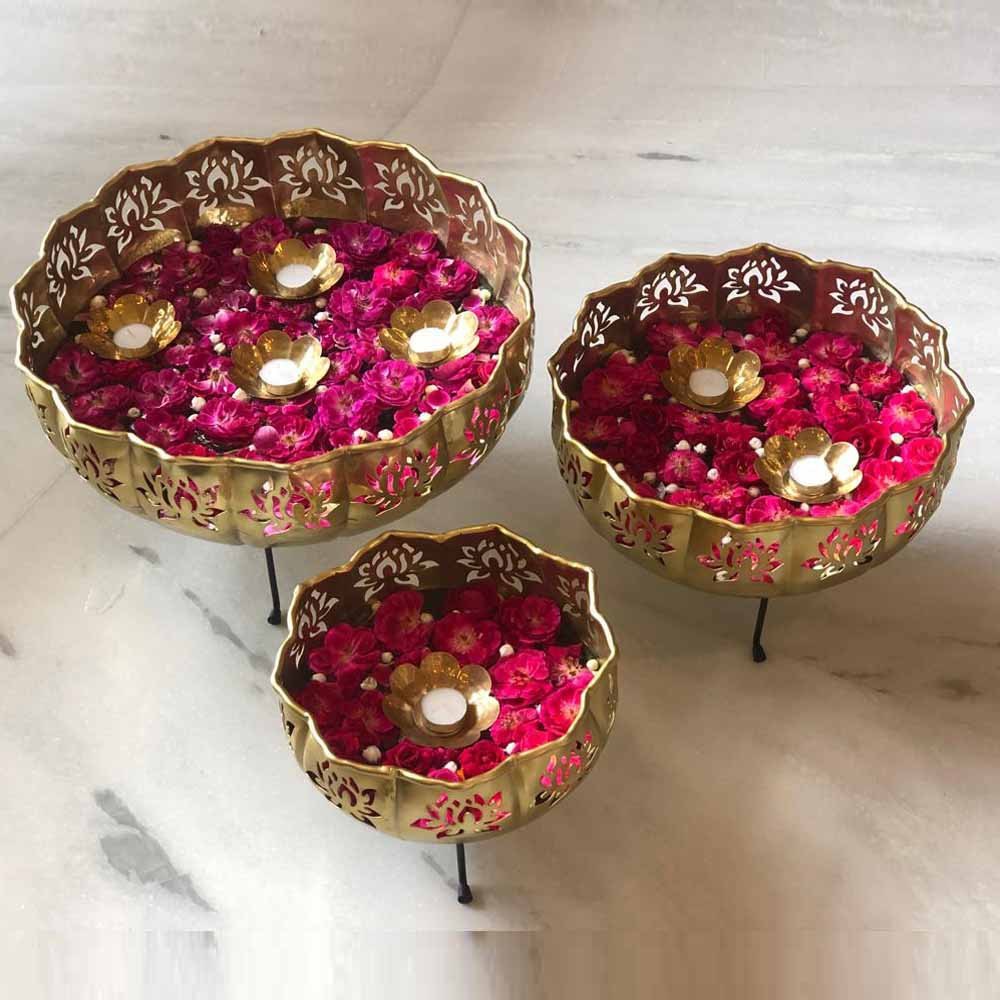 Golden Aluminium Decor Bowl