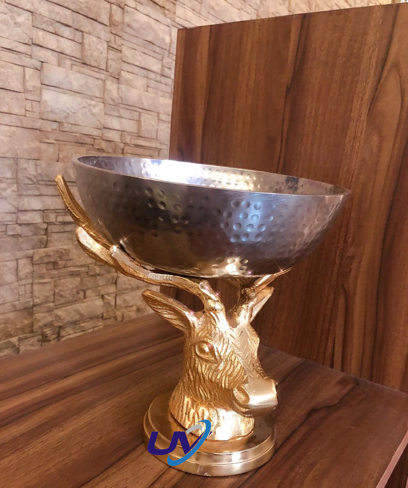 Oval Gold Reindeer Bowl, For Home