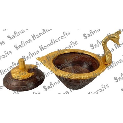 Brown Round Modern Decorative Wood Bowl