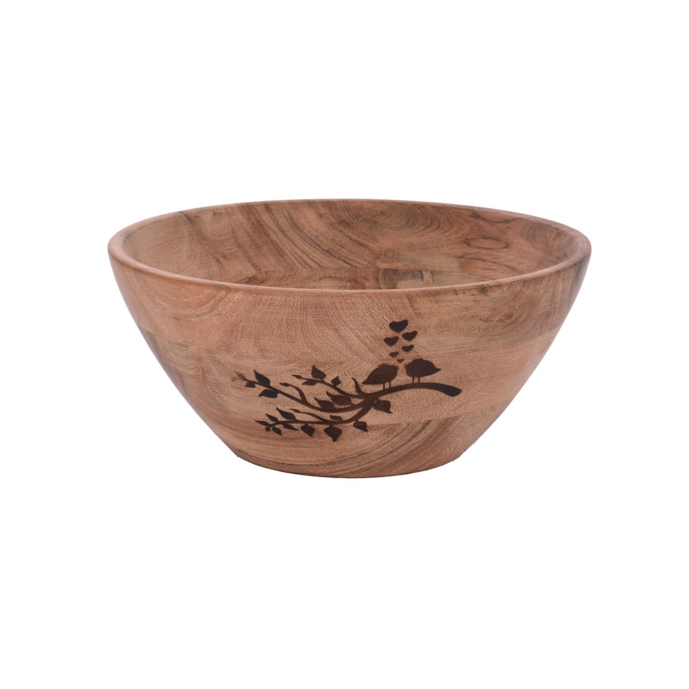 Round Large Wooden Salad Bowl, Size: 30cmx30cmx9cm