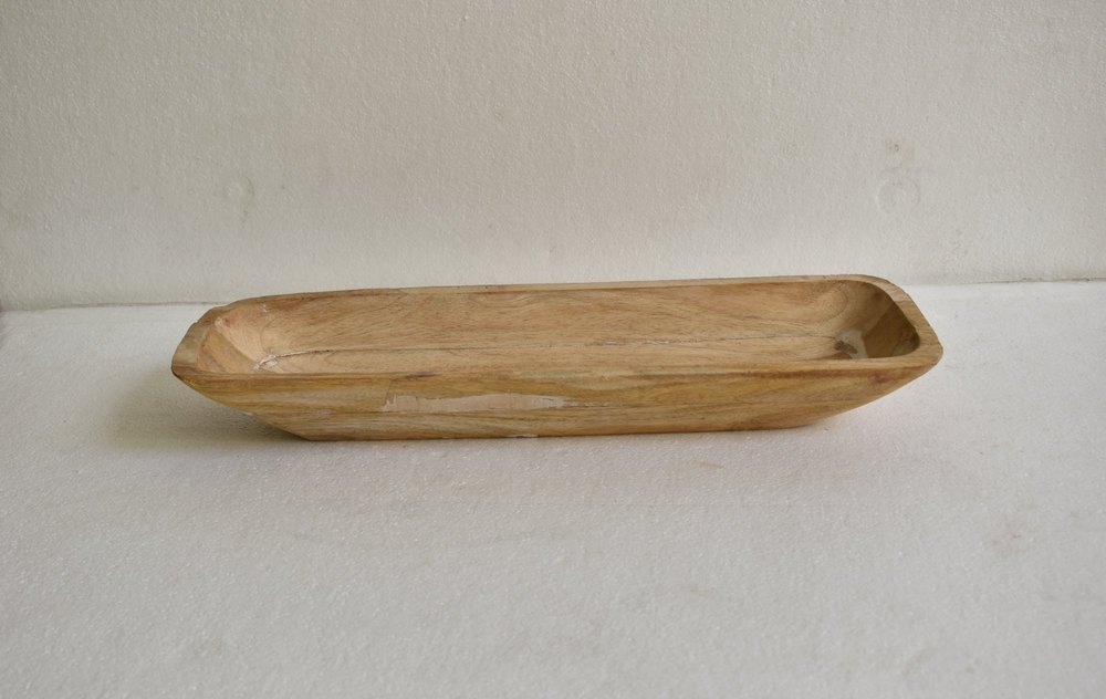 Long Wooden Dough Bowls For Decor - Farmhouse Style Wood Dough Bowl