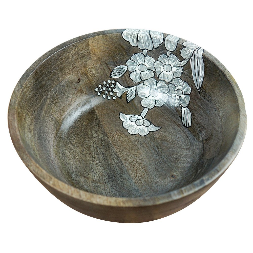 UQAAB OVERSEAS Brown Wooden Salad Bowl, For Restaurant, Size: 12x12x5 Inch