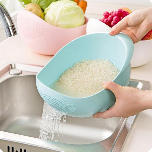 Welldecor Sky Blue Rice Wash Sieve Bowl for Home