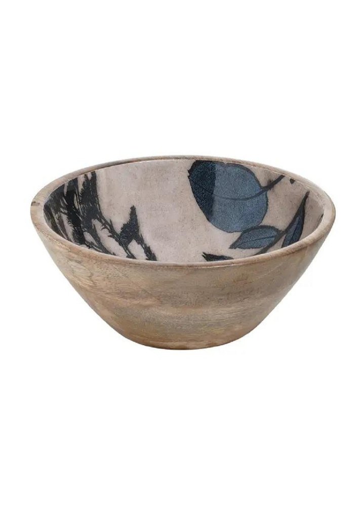 White Round High Quality Meena Printed Wooden Salad & Serving Bowl, For Hotel, Size: 10 In
