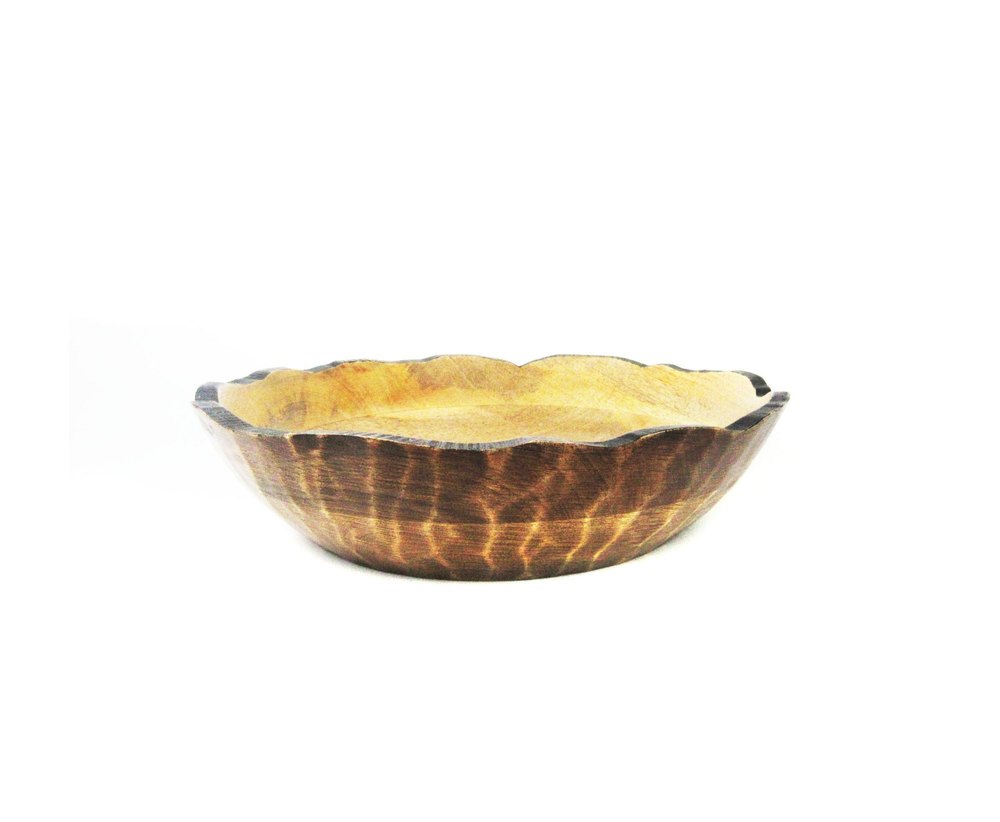BOUTO Handmade Wooden Serving Bowl/Salad Bowl- Brown.