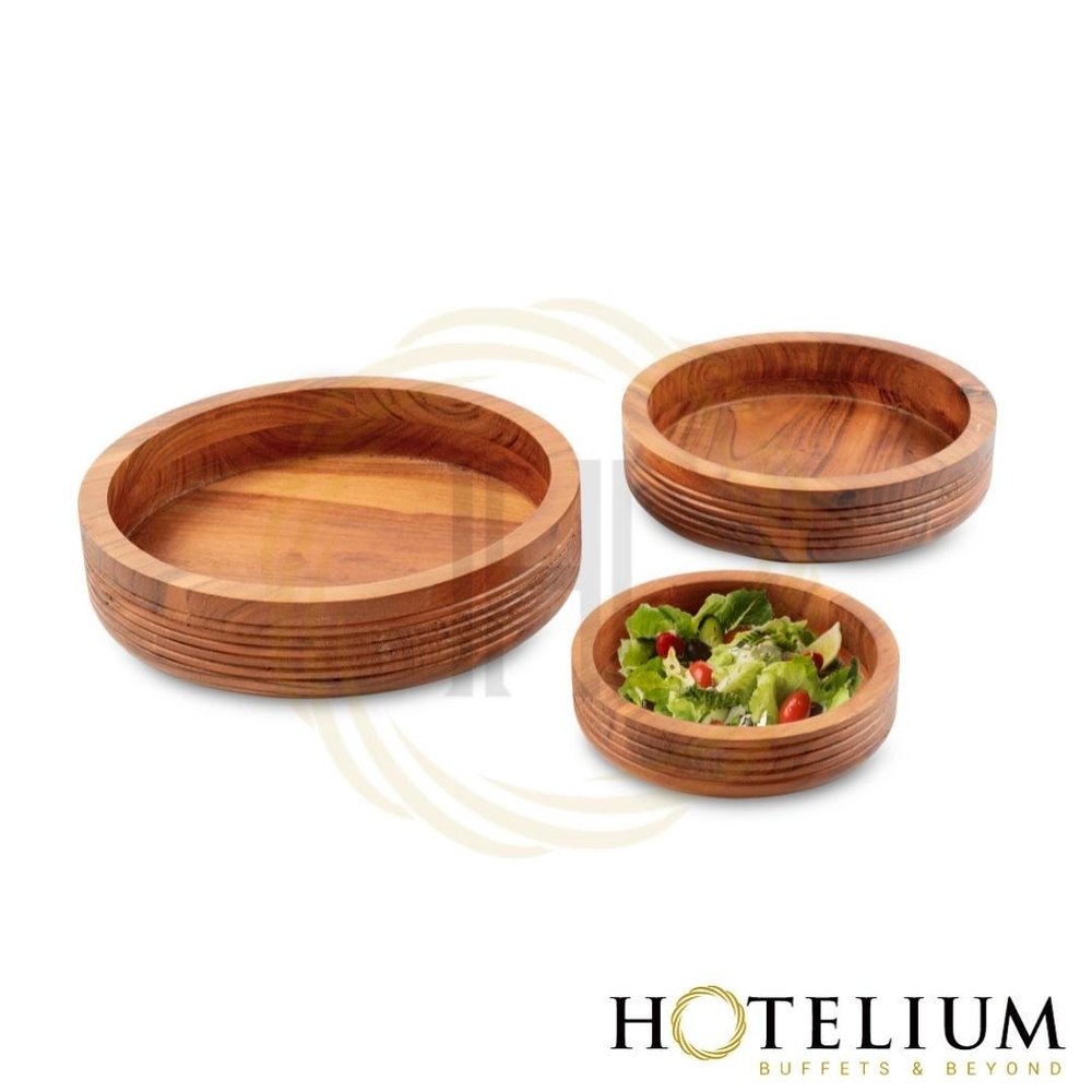 HOTELIUM BROWN Wooden Salad Bowl Set, Set Contains: 3 Pcs, Size: 8/10/12 Inches