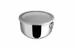 Silver Stainless Steel Mixing Bowl with Plastic Lid, For Home