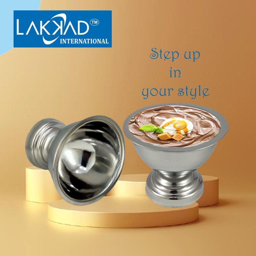 Lakkad International Silver Designer Steel Bowls, For Multiuse, Set Contains: 4 Pcs Set