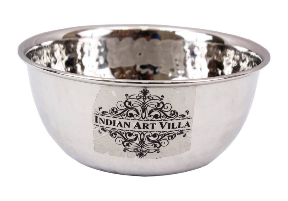 Silver Round Steel Hammered Design Soup Bowl 350 ML, For Home & restaurant