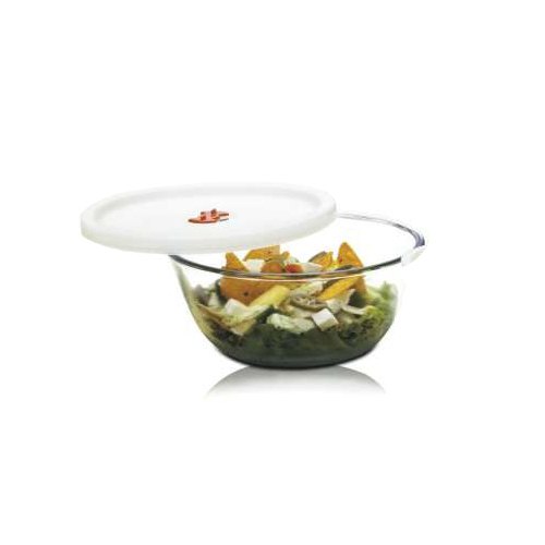Signoraware Clear Borosilicate Glass Mixing Bowl 1000 ml with Lid For Home