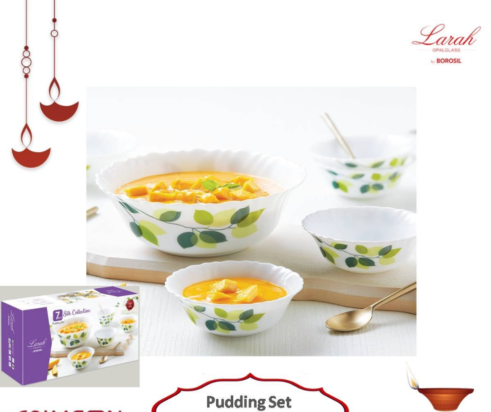 Multicolor Glass Larah Borosil, For Home, Set Contains: Multiple Sets, Varied Rates