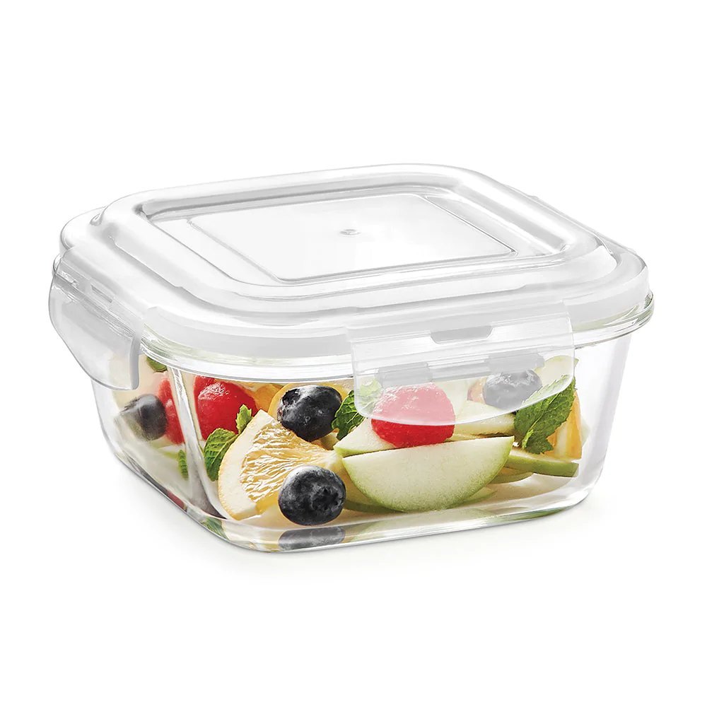Transparent 400ml Borosil Klip N Store Square Container, For Food Storage, Size/Dimension: 11x11 cm