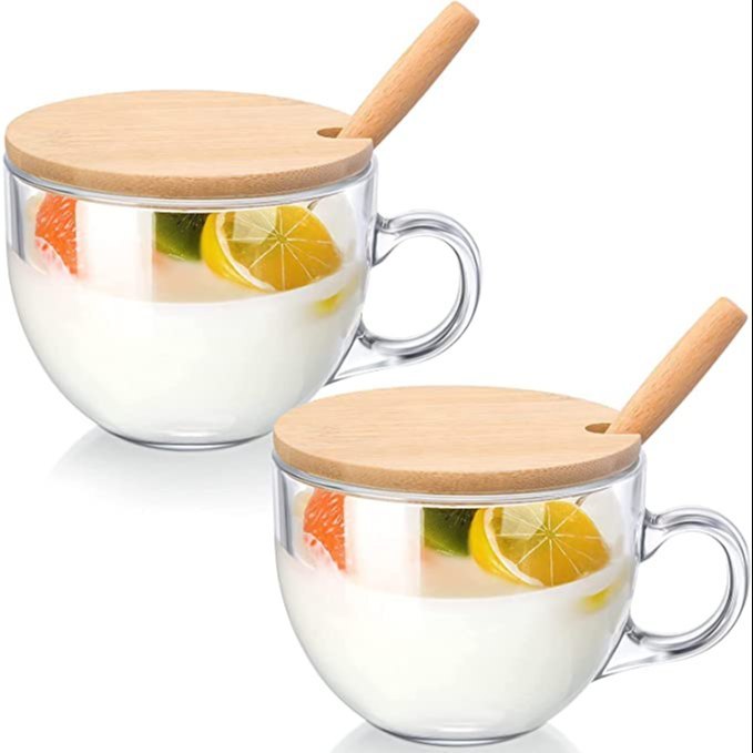 REVOLUTION Glass Soup Cup With Spoon 450 ML, Set Contains: 1