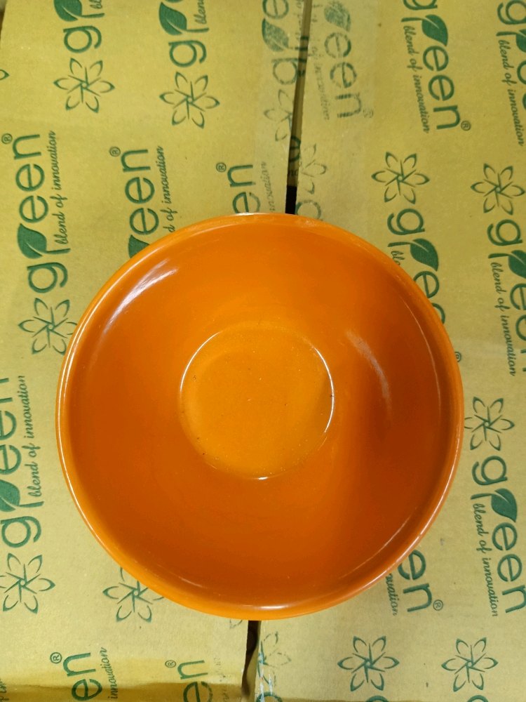 Orange Round Green Ceramic Soup Cup, For Home, Size: 6 Inches
