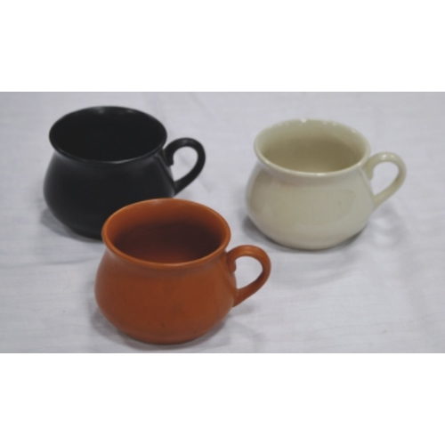 Black, Orange And White Ceramic Soup Cups
