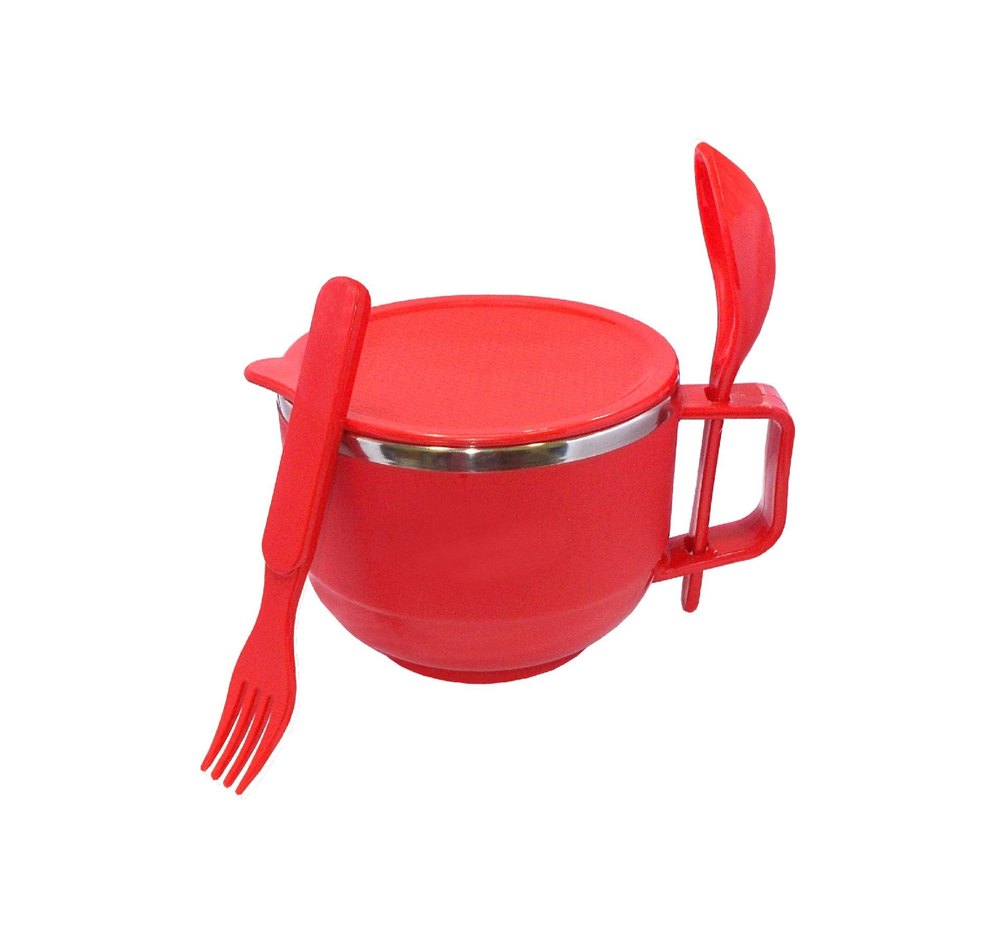 Pro Maggi Soup Bowl Lid Spoon Fork Handle Plastic Cover Inner Stainless Steel Insulated Cup
