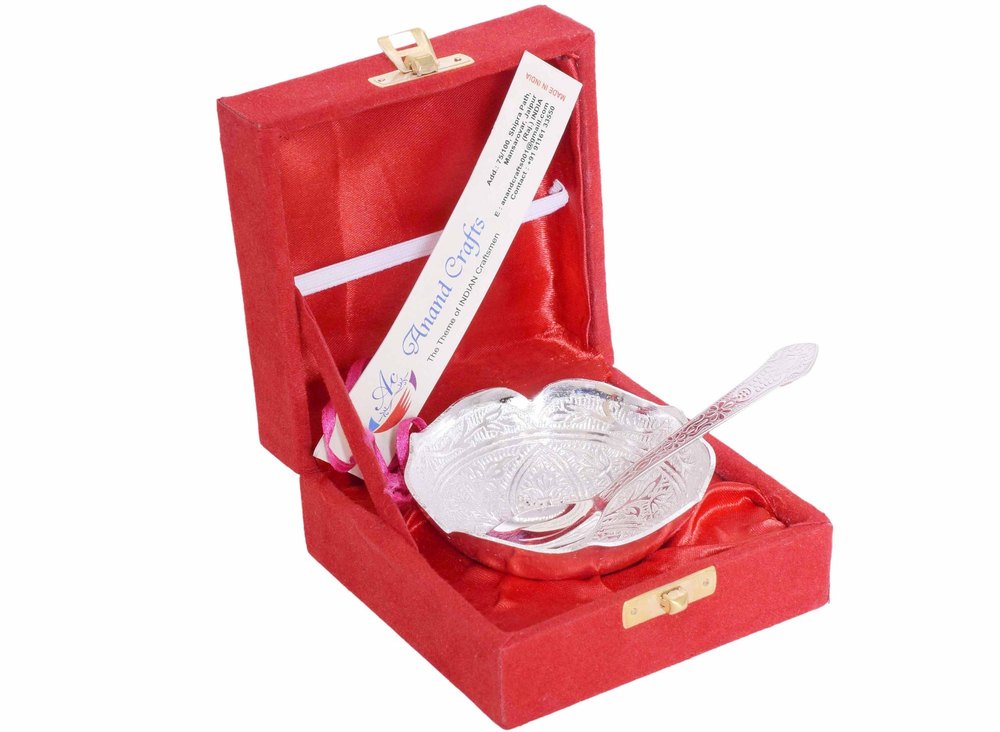 Anand Crafts Silver Plated Bowl And Spoon Set