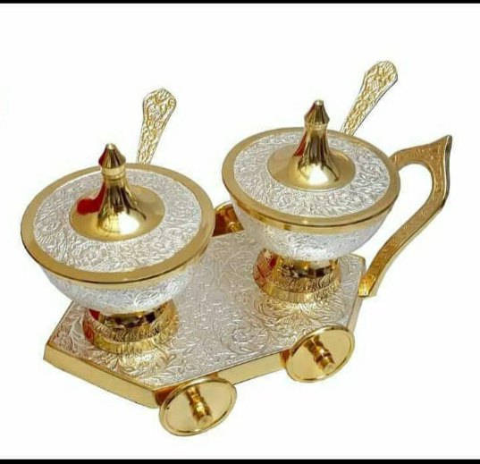Brass Dry Fruits Trolley Set
