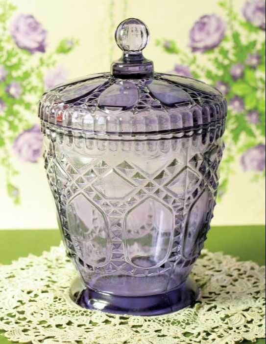 unity blue glass gamla bowl with lid and finished, Set Contains: 1, Size: 3x5.5