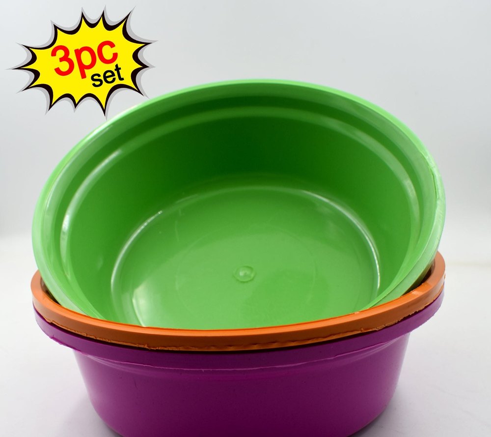 Multicolor Round Plastic Basin And Plastic Mixing Bowl Set., For Home