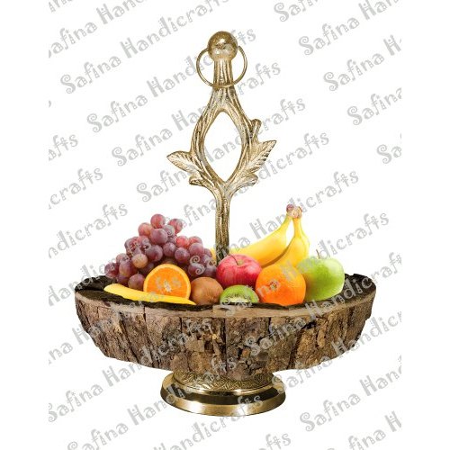 Safina Handicrafts Wooden, Brass WD-1421-GP Fruit Bowls