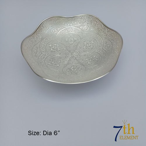 Silver Plated Embossed Bowl - German Silver, Size: Dia 6 Inches