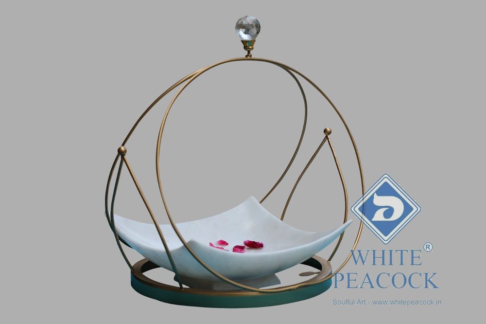 Single Marble Brass Fruit Bowl, Shape: Abstract, Size: 12 Inches
