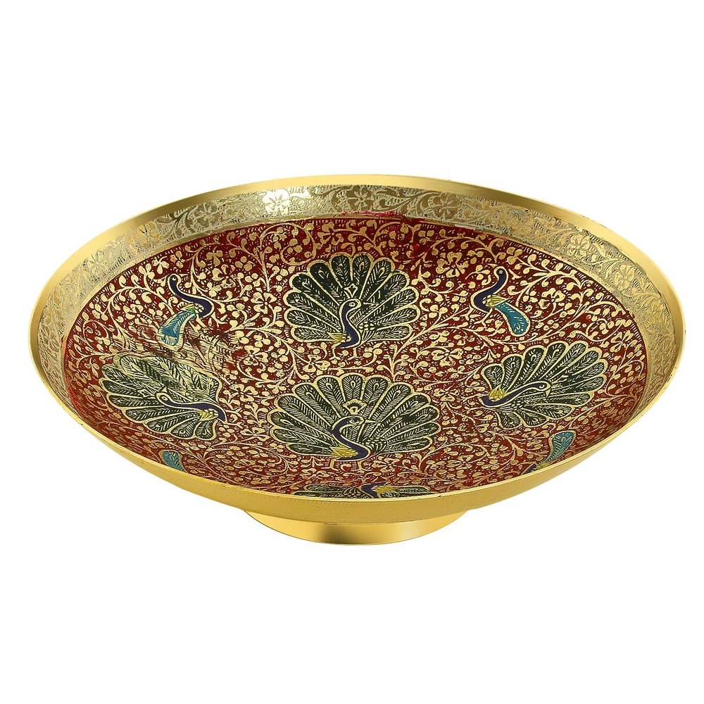POPLI Metal Brass Fruit Bowl for Home, Shape: Round