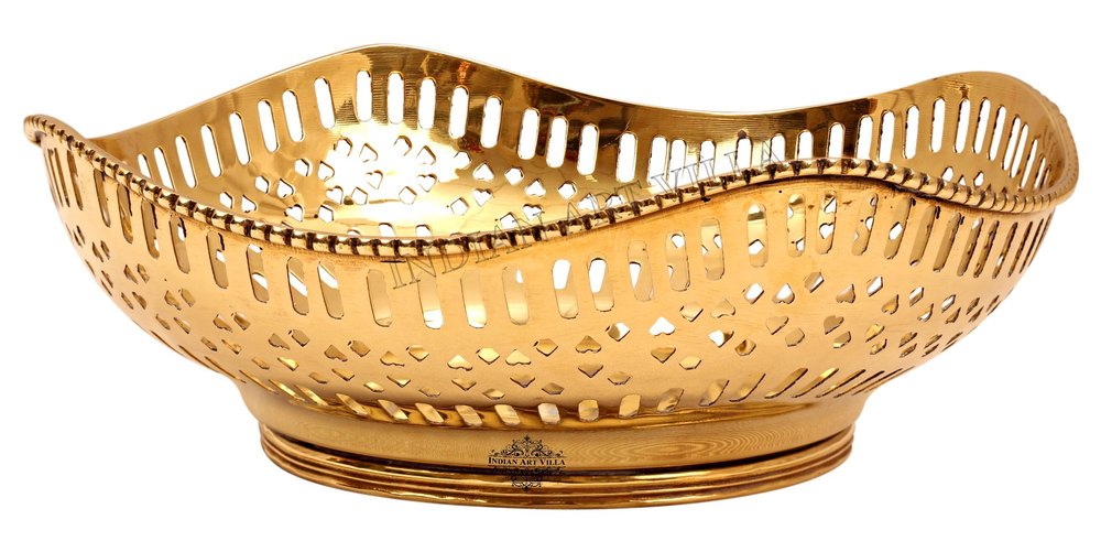 1 Brass Designer Big Fruit Bowl Restaurant Hotel Home Ware, Shape: Round