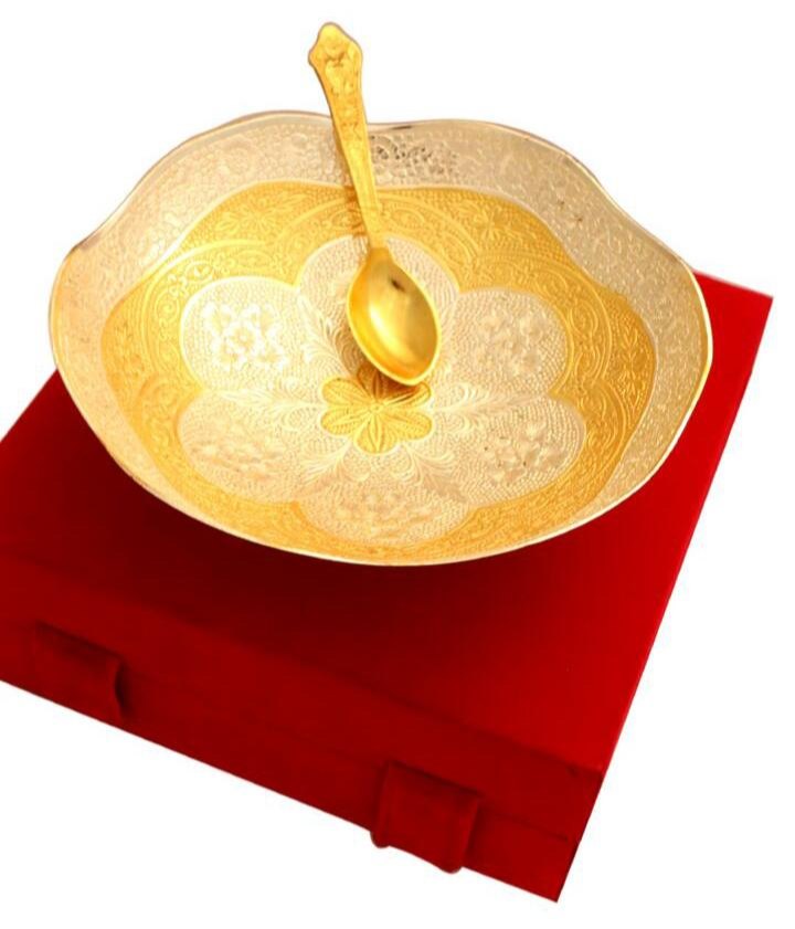 Brass Dry Fruits Bowl Two Tone Finish