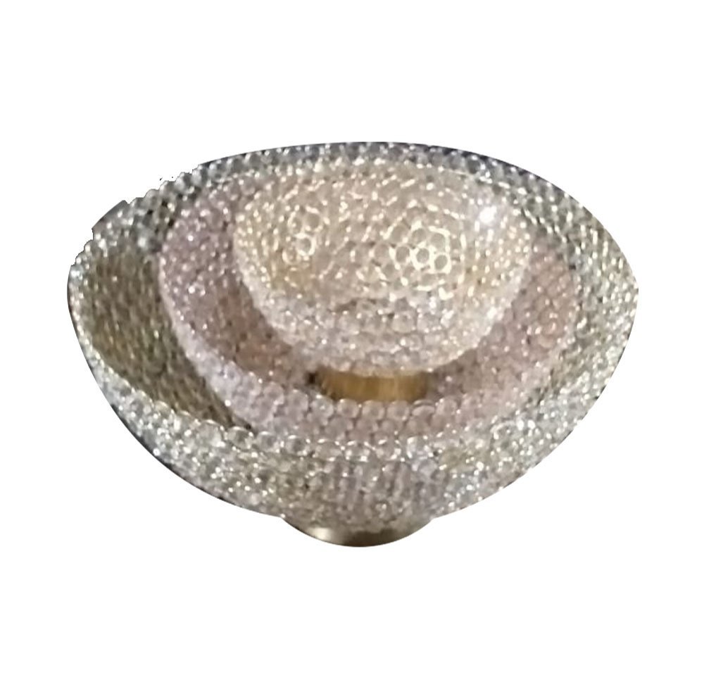 Silver Round Oval Crystal Bowl Set, For Home, Set Contains: 3Pcs