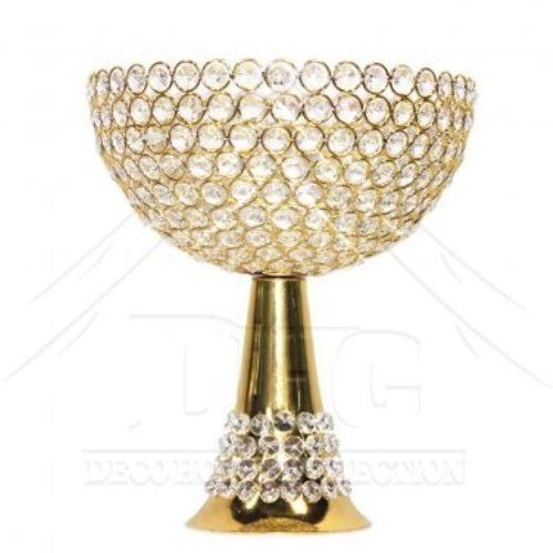 DHC Gold Decorative crystal beaded bowl, Size: 12