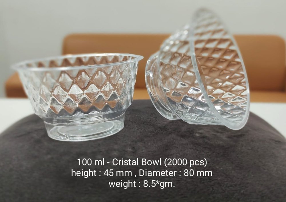 CRUZ CLEAR PLASTIC REUSABLE CRYSTAL BOWL, Size: Height : 45 MM Diameter : 80MM