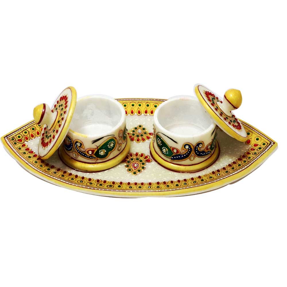 Natural Marble 2 Bowl Set