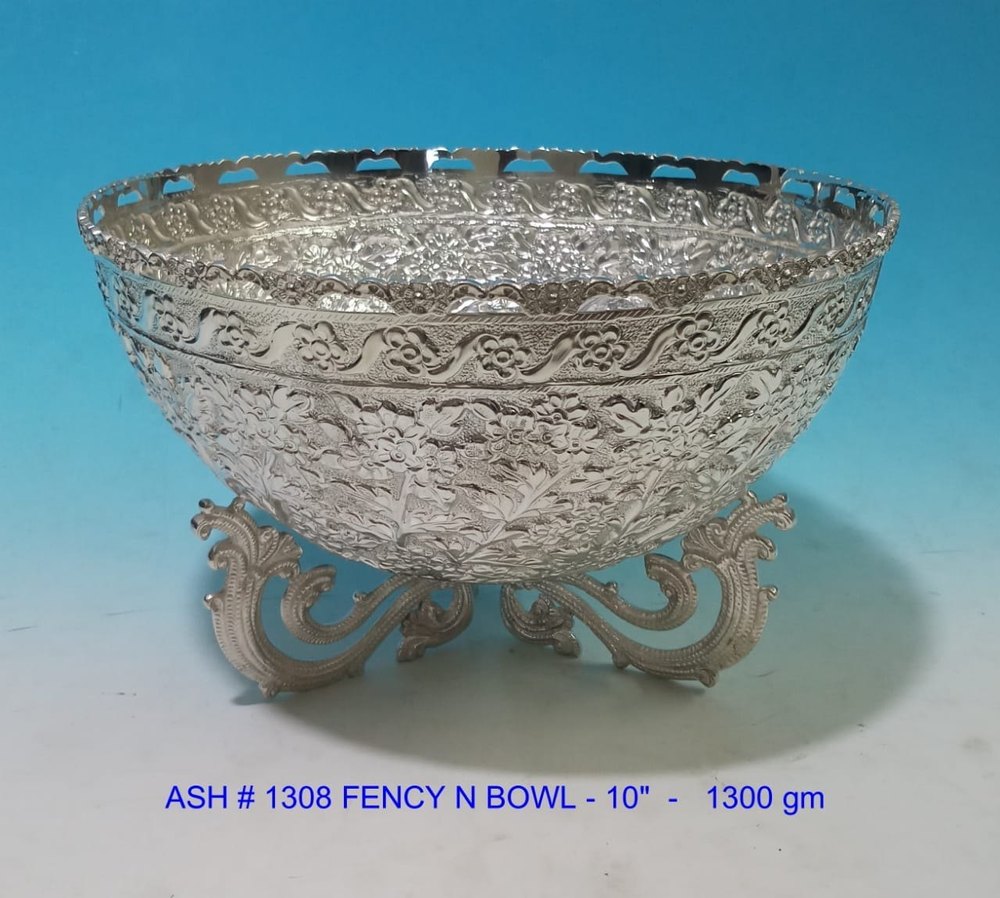 SAGAR SILVER Round White Metal Bowl Set, For Home, Size: 10 Inch