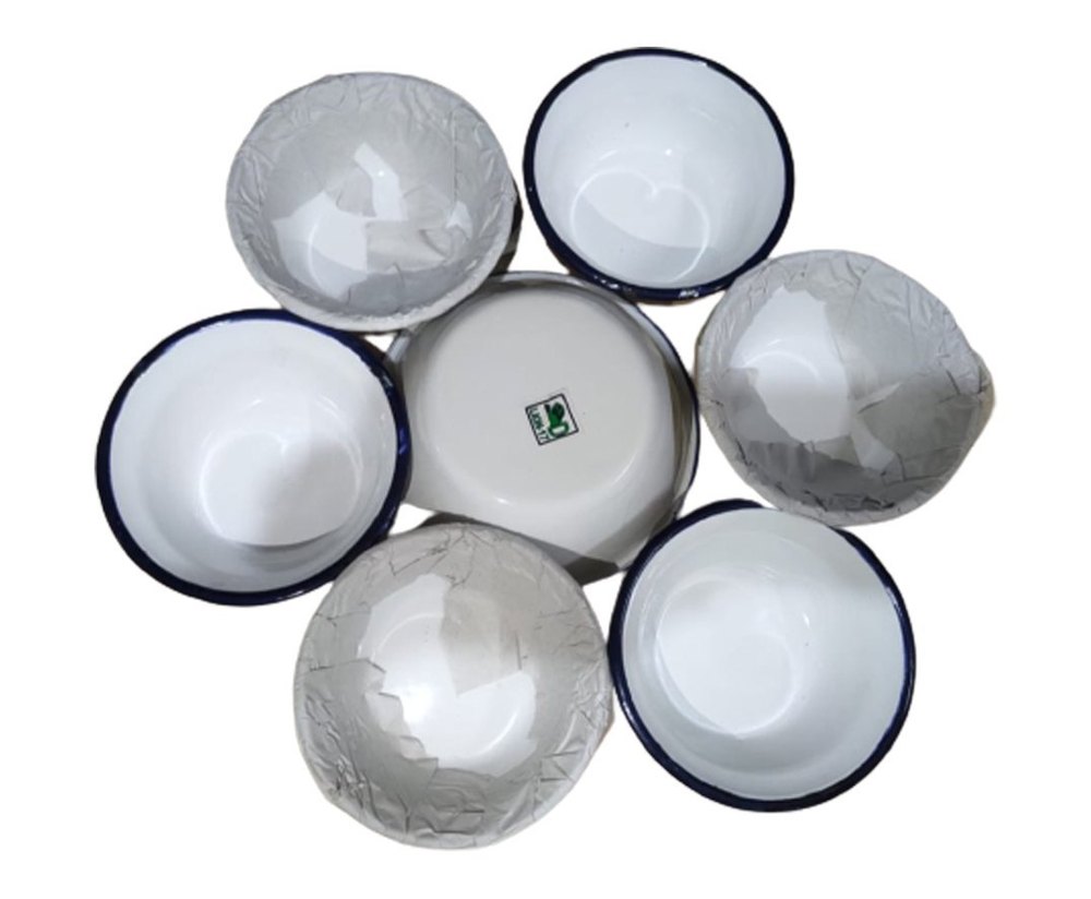 Round White Metal Bowl