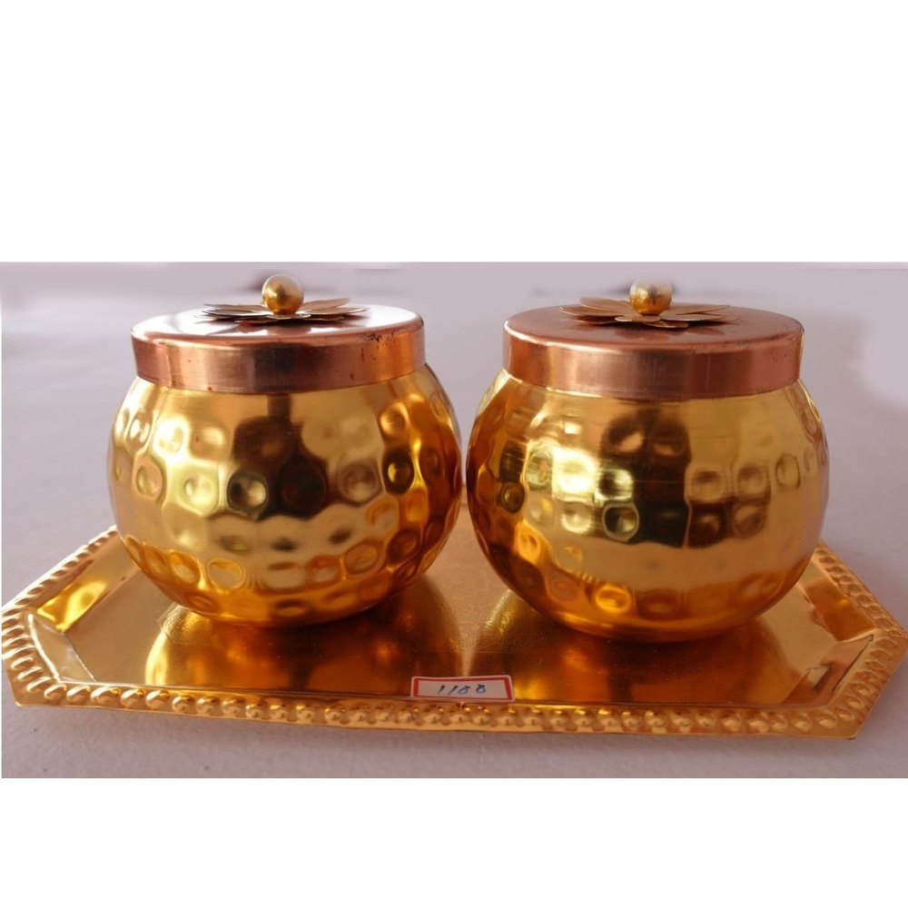 2 Round Metal Dry Fruit Bowl Set, For Gift