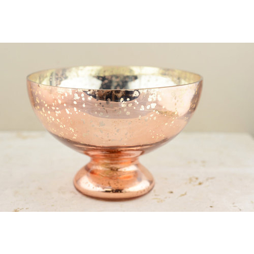 Rose Gold Round Mercury Glass Compote Bowl Blush, For Home