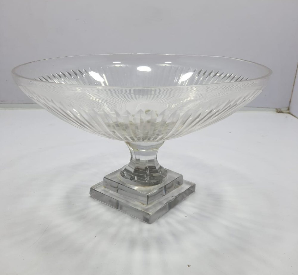 White Round Hurricane Glass Fruit Bowl, For Decoration, Size/Dimension: 5inch