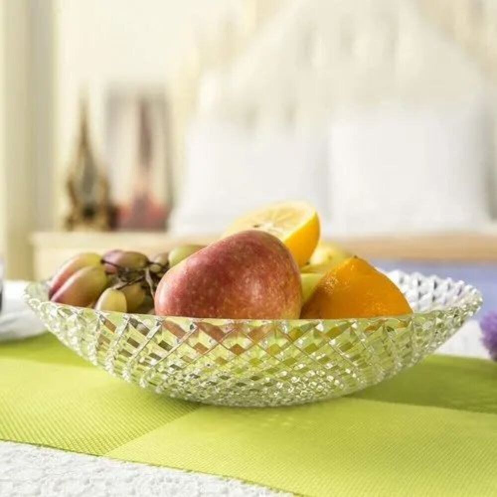 Ugam Handwork Transparent Glass Fruit Bowl Plate, For Home And Restaurant, Size: 10inch (diameter)
