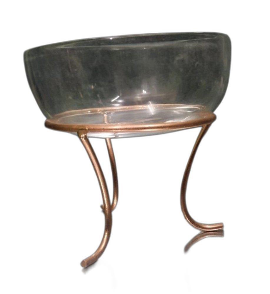Round Golden Glass Fruit Bowl With Bronze Stand Set, For Home, Size: 3inch