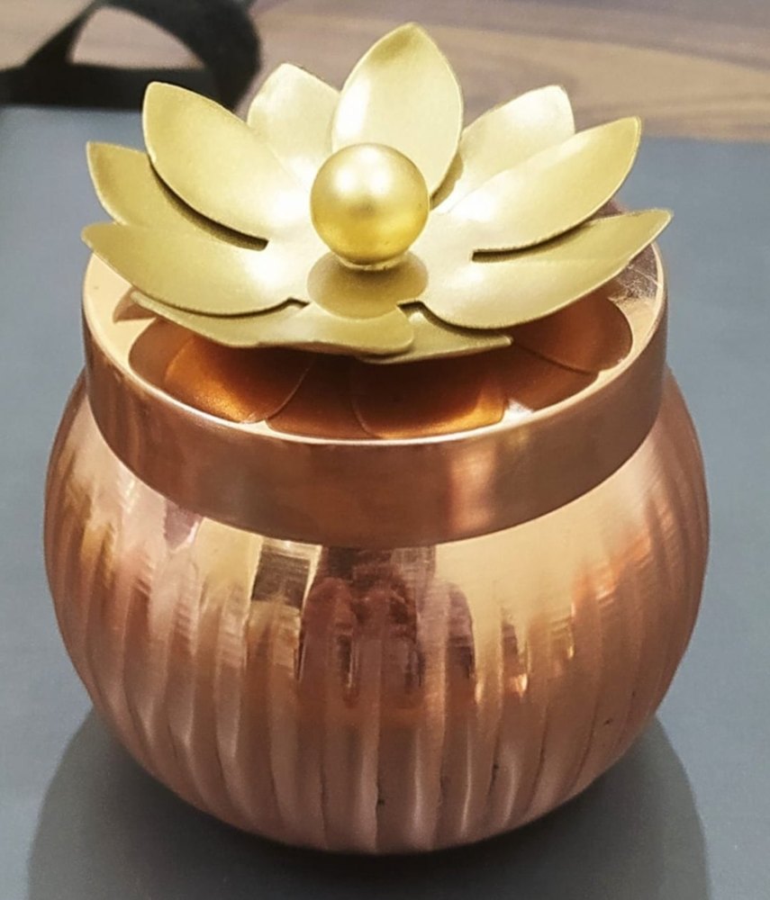 Round Bowl And Lid Brown Brass Dry Fruit Bowls, For Home, Size: 6x3Inch