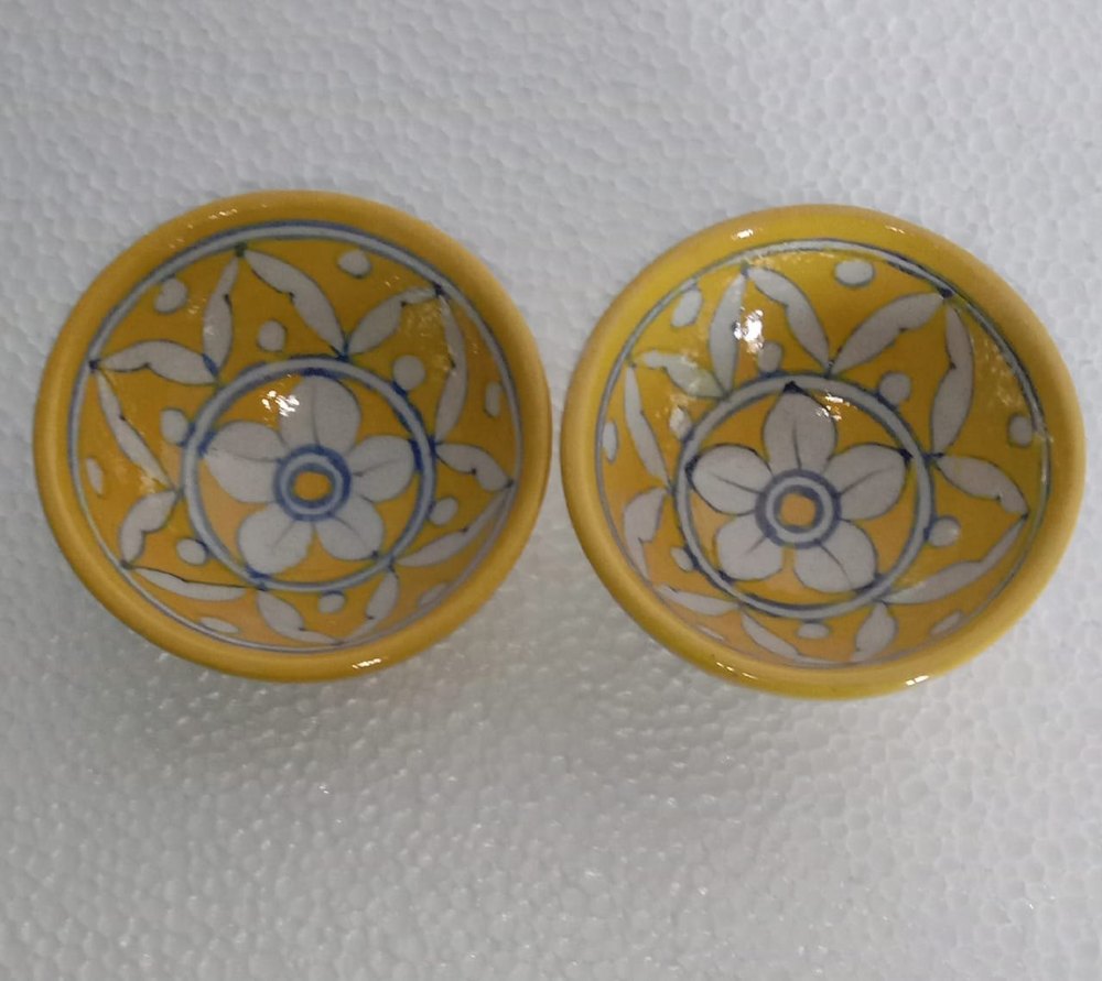 Muticolor Clay Blue Art Pottery Bowls, For Home, Size: 8 X 9 cm