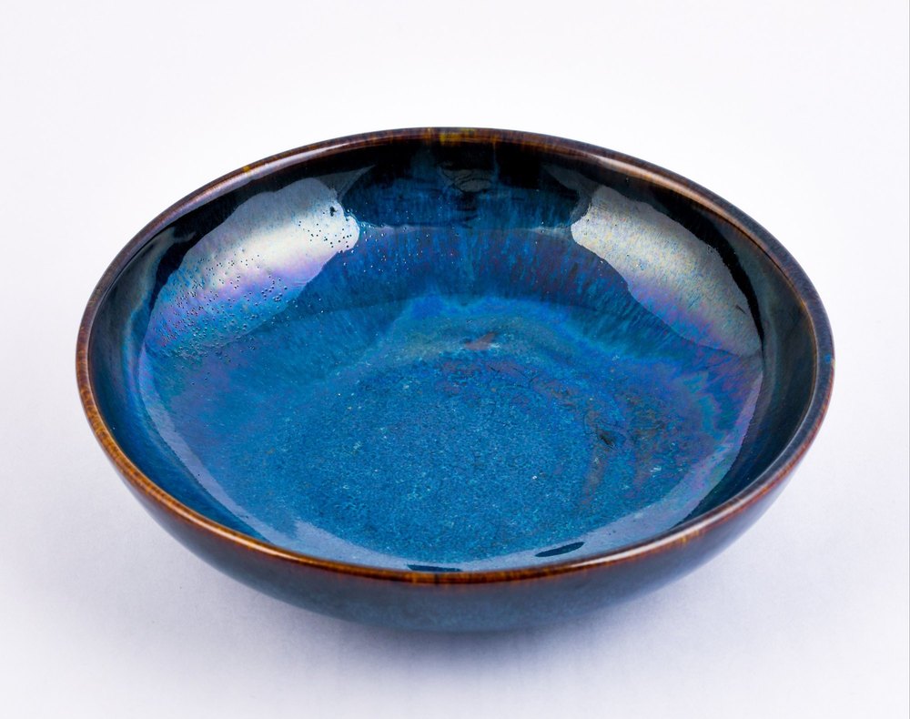Mrid Cera Round Ceramic Blue Salad Bowl, For Home