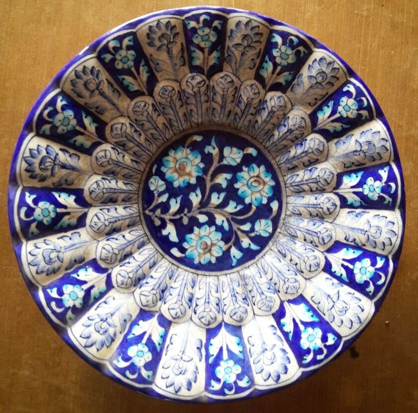 Yaksh The art people Bowl Shape Blue Pottery Fruit Bowl, Size: 8 Or 10 Or 12, for Interior Decor