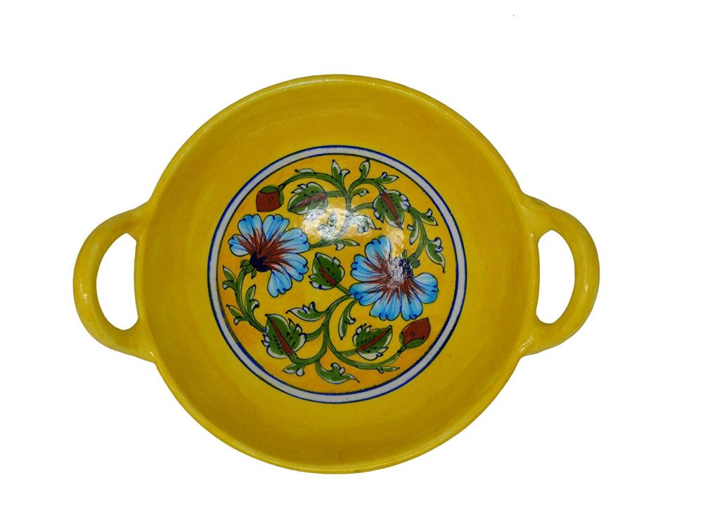 Cearmic Fruit Bowl Blue Pottery Handmade Fruit Bowel For Home