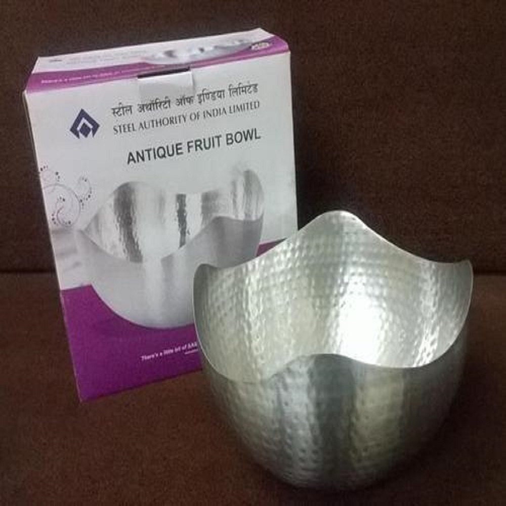 Steel Round Sail Salem Stainless Arabian Antique Fruit Bowl, Size: 25.5 cm X 13.5 cm, Set Contains: 1
